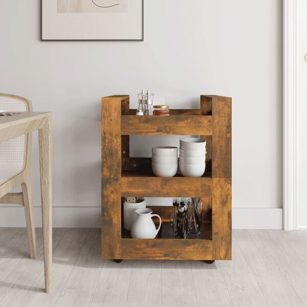 vidaXL Chariot de cuisine Chêne fumé 60x45x80 cm Bois d'ingénierie