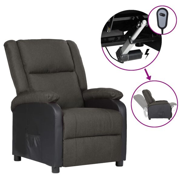 vidaXL Fauteuil inclinable &eacute;lectrique gris fonc&eacute; similicuir et tissu