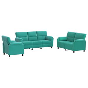 vidaXL Ensemble de Canap&eacute;s 3 pcs Turquoise Velours
