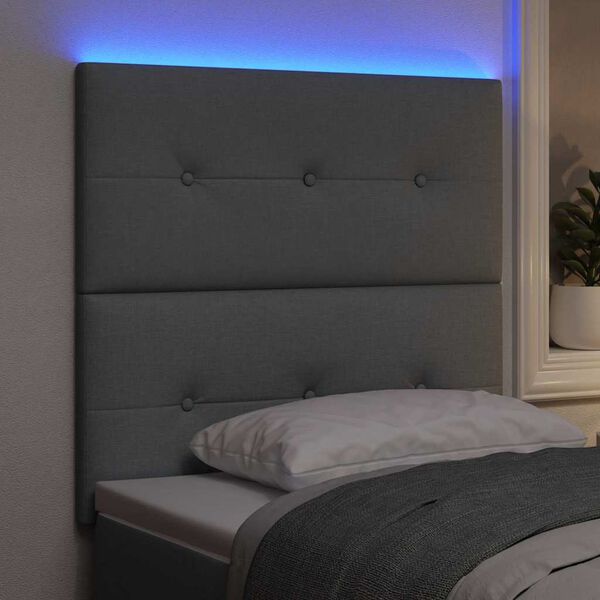 vidaXL T&ecirc;te de lit LED avec t&ecirc;te de lit Gris clair 80 cm Polyester