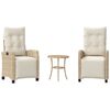 vidaXL Ensemble de bistro 3 pcs avec coussins beige r&eacute;sine tress&eacute;e