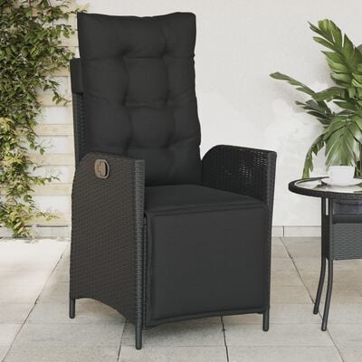 vidaXL Chaise inclinable de jardin et repose-pied noir résine tressée