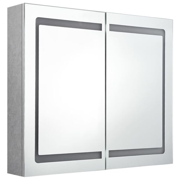 vidaXL Armoire de salle de bain à miroir LED Gris béton 80x12x68 cm