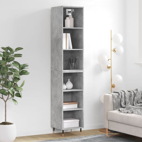 vidaXL Buffet haut Gris b&eacute;ton 34,5x32,5x180 cm Bois d'ing&eacute;nierie