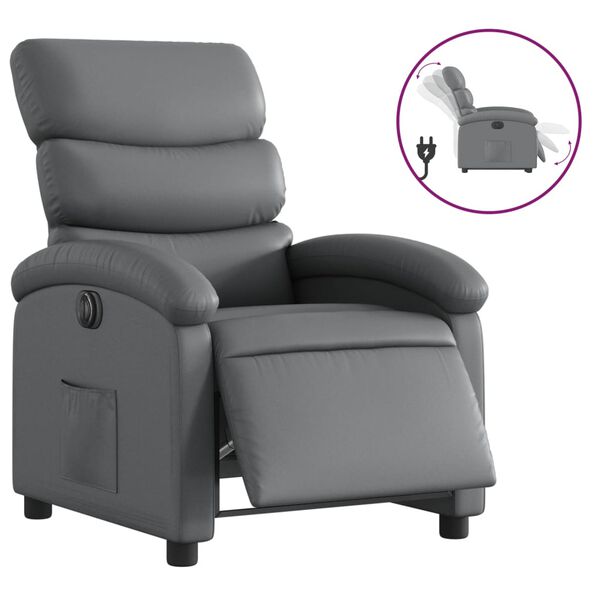 vidaXL Fauteuil inclinable &eacute;lectrique Gris Similicuir