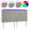 vidaXL T&ecirc;te de lit &agrave; LED Gris clair 180x5x118/128 cm Velours
