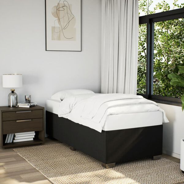 vidaXL Sommier &agrave; lattes de lit avec matelas Noir 90x190 cm Tissu