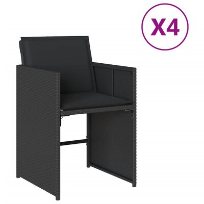 vidaXL Chaises de jardin lot de 4 avec coussins noir résine tressée