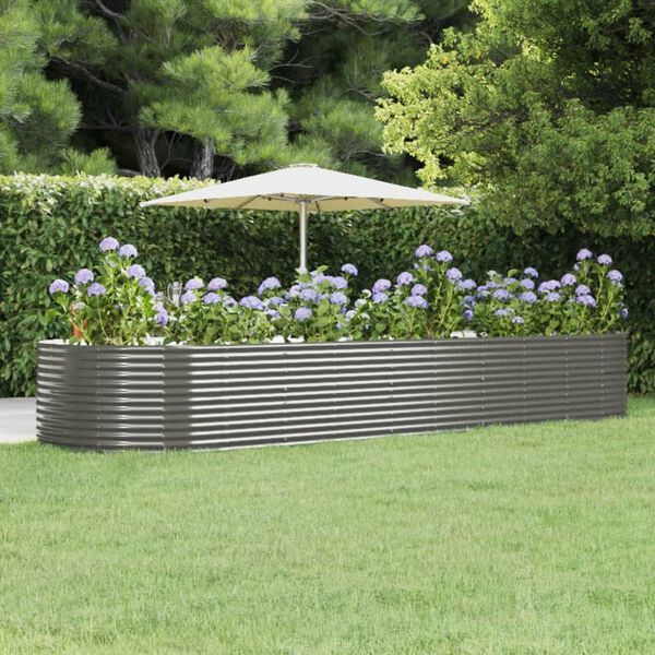 vidaXL Lit sur&eacute;lev&eacute; de jardin Gris 447x140x68cm Acier galvanis&eacute;