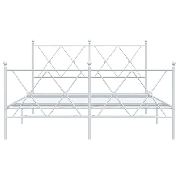 vidaXL Cadre de lit m&eacute;tal sans matelas et pied de lit blanc 140x190 cm