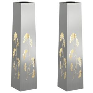 vidaXL Lumi&egrave;re de chemin LED solaire 2 pc Blanc chaud 18 x 18 x 80 cm