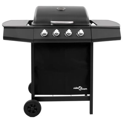 vidaXL Barbecue gril à gaz avec 4 brûleurs Noir et argenté