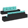 vidaXL Ensemble de canap&eacute; de jardin 9 pc Noir et turquoise polyrotin