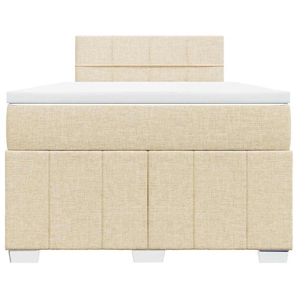 vidaXL Sommier &agrave; lattes de lit avec matelas Cr&egrave;me 120x200 cm Tissu