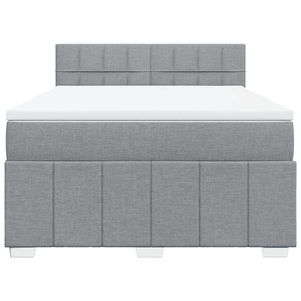 vidaXL Sommier &agrave; lattes de lit avec matelas Gris clair 160x200cm Tissu