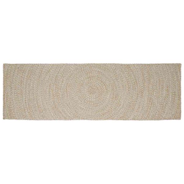 vidaXL Tapis de surface Rectangulaire Naturel et Blanc 80 x 300 cm