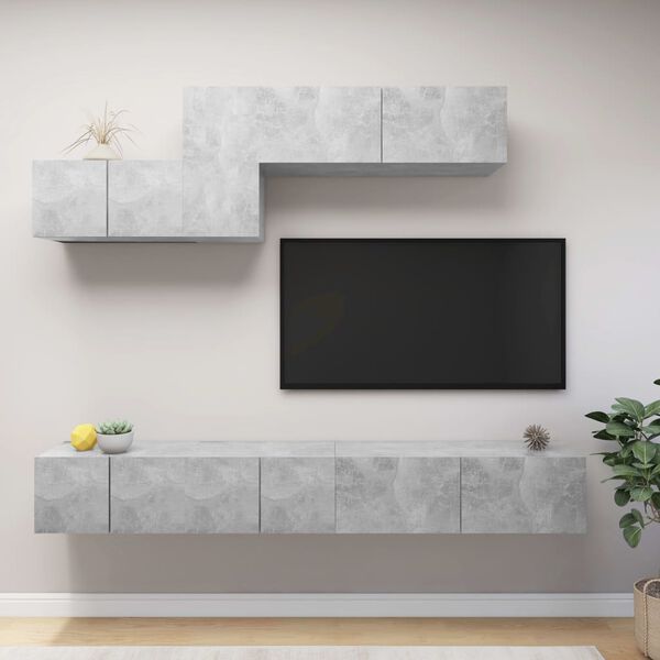 vidaXL Ensemble de meubles TV 6 pcs Gris b&eacute;ton Bois d'ing&eacute;nierie