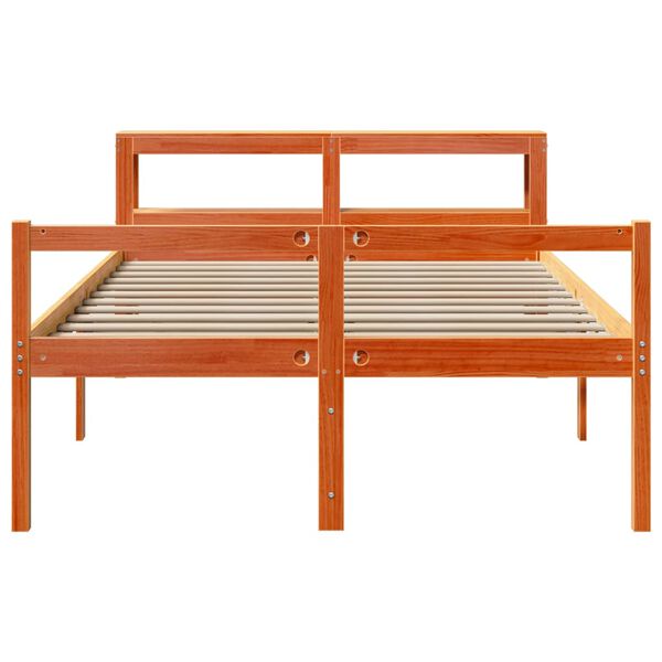 vidaXL Cadre de lit et t&ecirc;te de lit sans matelas cire marron 140x200 cm