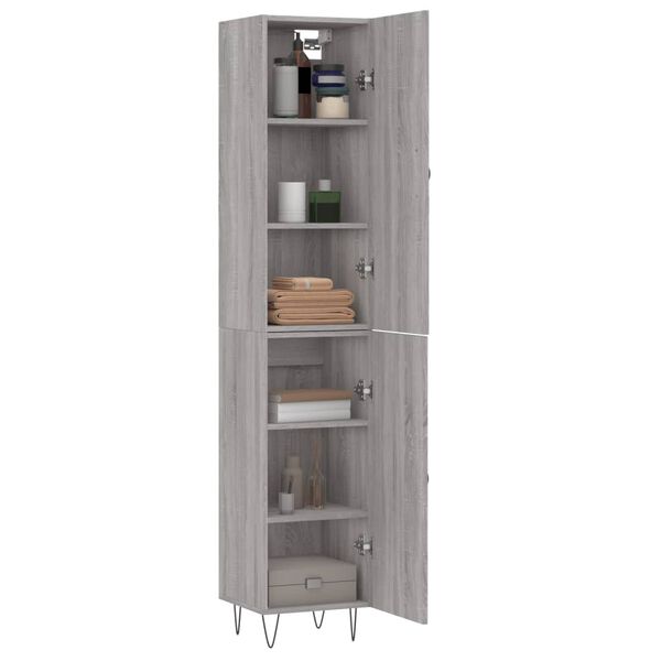 vidaXL Buffet haut Sonoma gris 34,5x34x180 cm Bois d'ingénierie