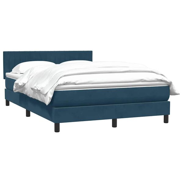 vidaXL Sommier &agrave; lattes de lit et matelas bleu fonc&eacute; 160x210cm velours