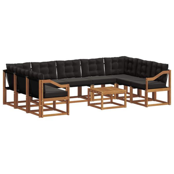 vidaXL Ensemble de canap&eacute;s d'ext&eacute;rieur 10 pcs Naturel et Noir