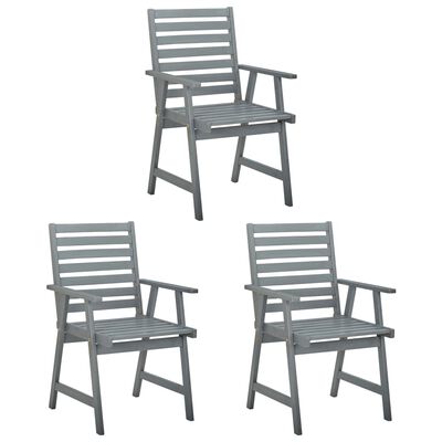 vidaXL Chaises à dîner d'extérieur 3 pcs avec coussins Acacia massif