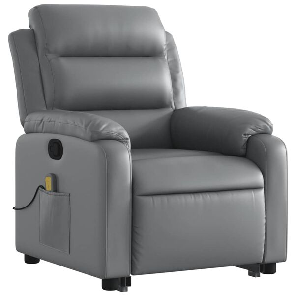 vidaXL Fauteuil inclinable de massage Gris Similicuir