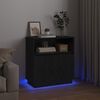 vidaXL Buffet LED Ch&ecirc;ne noir 71 x 34,5 x 75 cm Bois d'ing&eacute;nierie