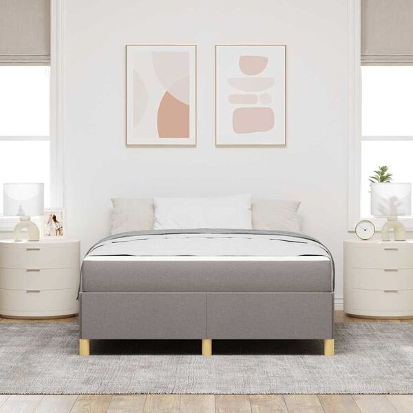 vidaXL Cadre de lit avec matelas Taupe 140 x 190 cm tissu