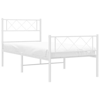 vidaXL Cadre de lit métal sans matelas et pied de lit blanc 100x200 cm