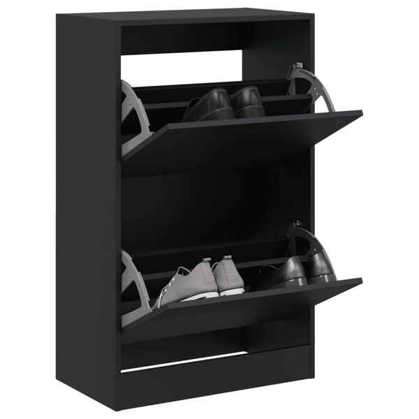 vidaXL Armoire &agrave; chaussures noir 60x34x96,5 cm bois d'ing&eacute;nierie