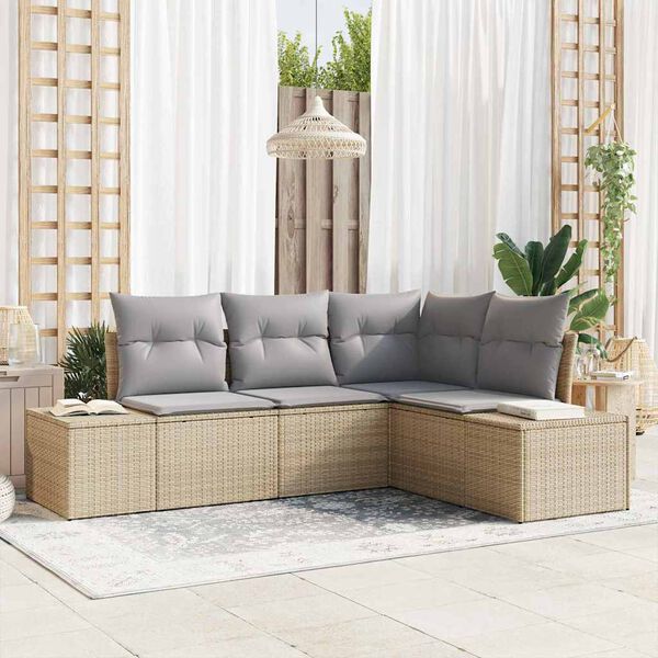 vidaXL Ensemble de canap&eacute; de jardin 4 pcs Beige et Gris clair