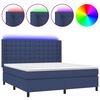 vidaXL Sommier &agrave; lattes de lit matelas et LED Bleu 180x200 cm Tissu