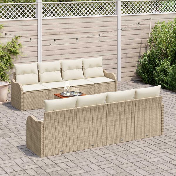 vidaXL Ensemble de canap&eacute; de jardin 9 pcs Beige et cr&egrave;me polyrotin