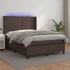 vidaXL Sommier &agrave; lattes de lit matelas LED Marron 140x190cm Similicuir