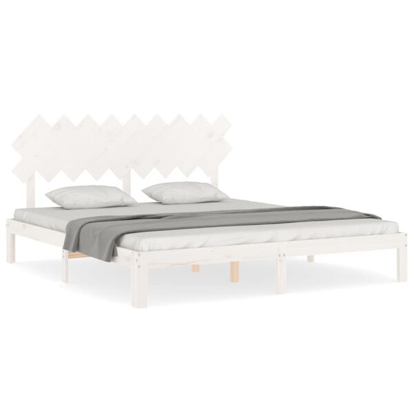 vidaXL Cadre de lit sans matelas blanc bois massif de pin