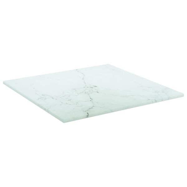 vidaXL Dessus de table blanc 30x30 cm 6 mm verre tremp&eacute; design marbre