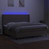 vidaXL Sommier &agrave; lattes de lit matelas et LED Taupe 200x200 cm Tissu