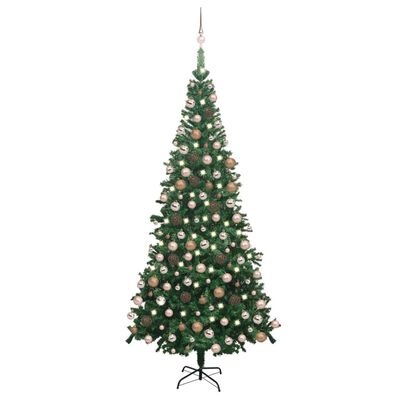 vidaXL Arbre de Noël artificiel pré-éclairé et boules L 240 cm vert