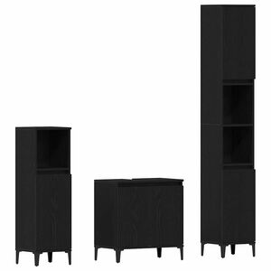 vidaXL Ensemble de mobilier de salle de bain 3 pcs Ch&ecirc;ne noir