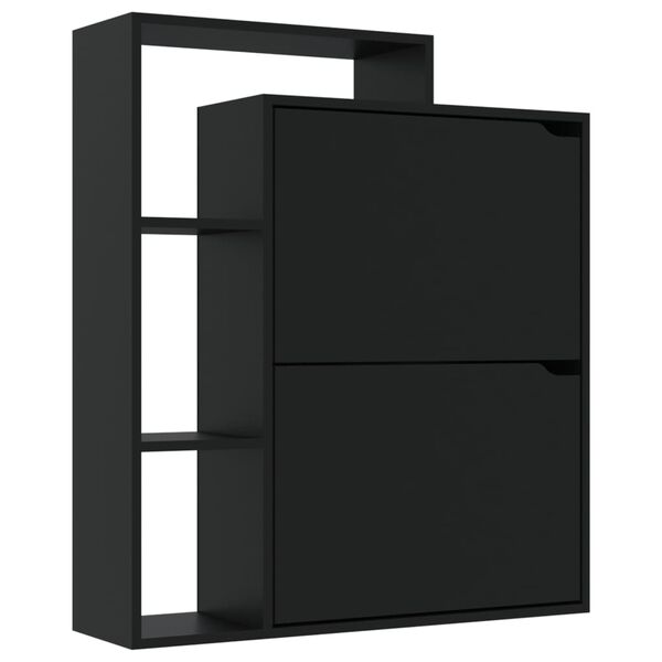 vidaXL Armoire &agrave; chaussures Noir 79,5x24x90,5 cm Agglom&eacute;r&eacute;