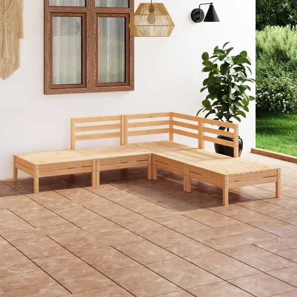 vidaXL Salon de jardin 5 pcs Bois de pin massif