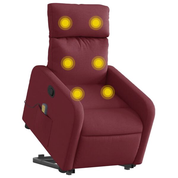 vidaXL Fauteuil inclinable de massage Rouge bordeaux Tissu