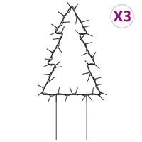 vidaXL Décoration lumineuse arbre de Noël piquets 3 pcs 50 LED 30 cm