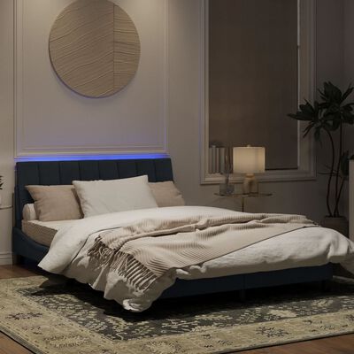 vidaXL Cadre de lit avec lumières LED gris foncé 140x190 cm velours