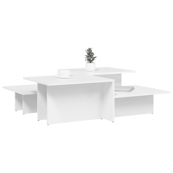 vidaXL Tables basses 2 pcs blanc bois d'ing&eacute;nierie