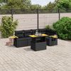 vidaXL Salon de jardin 6 pcs avec coussins noir r&eacute;sine tress&eacute;e