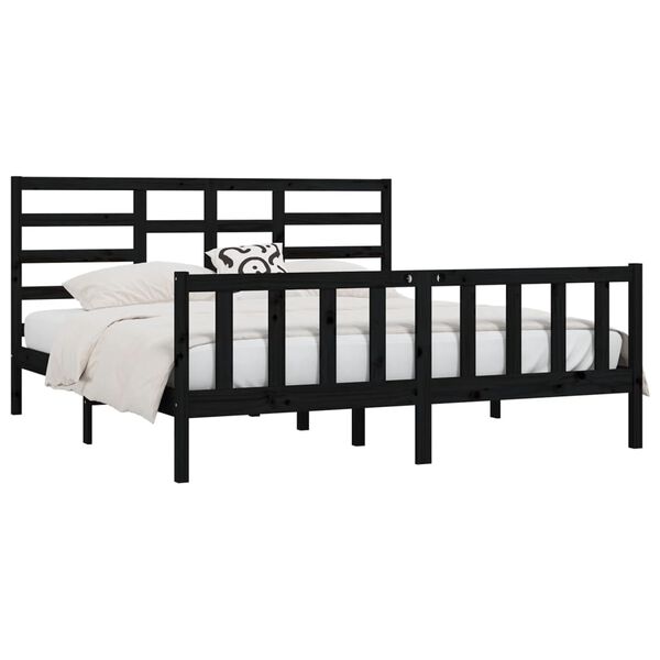 vidaXL Cadre de lit sans matelas noir 200x200 cm bois massif de pin