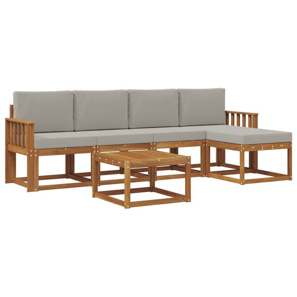 vidaXL Ensemble de canap&eacute;s d'ext&eacute;rieur 6 pcs Gris Naturel et Clair