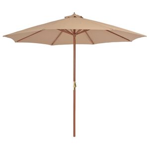 vidaXL Parasol d'ext&eacute;rieur avec m&acirc;t en bois 300 cm taupe